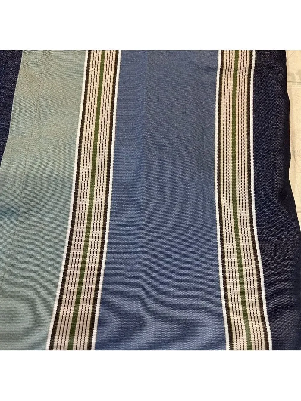Pottery Barn Curtain Panels Outdoor Striped Denim Sunbrella Blue Teal 50x108